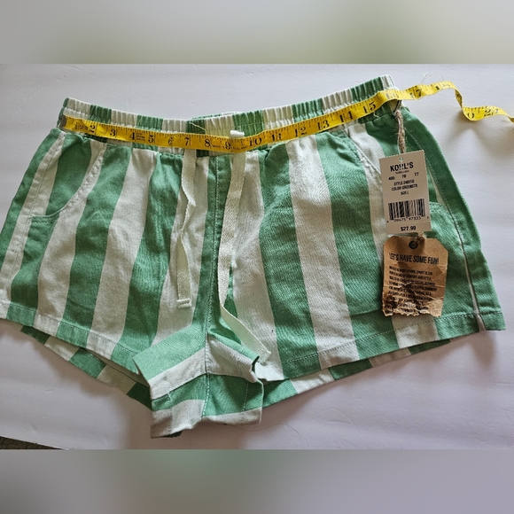 Green and White Striped Women's Shorts Also A Cream Color Pr Of Shorts - Picture 1 of 13